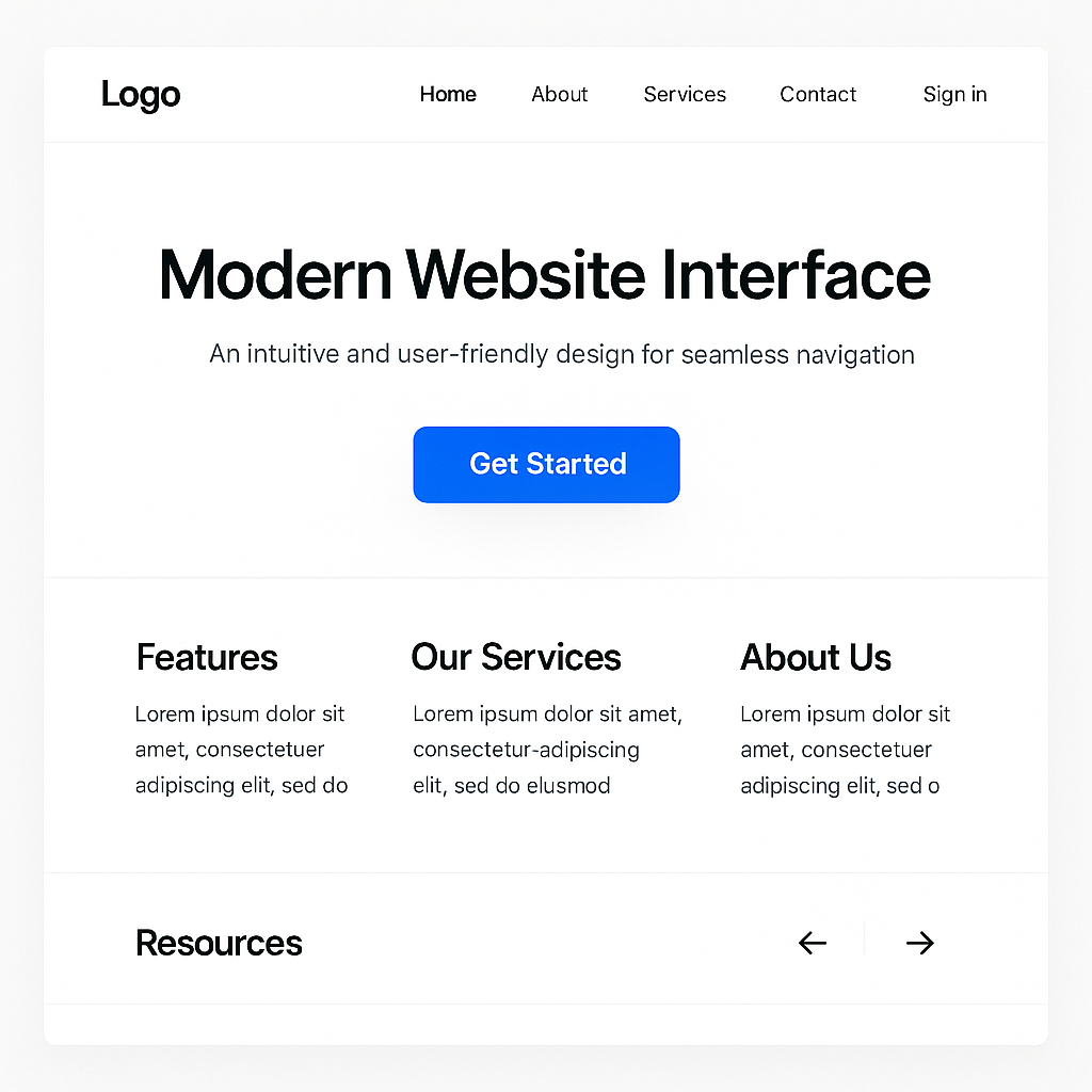 A clean, modern website interface showcasing intui